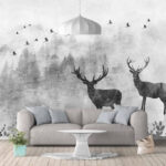 Papier peint Double exposition d'un cerf