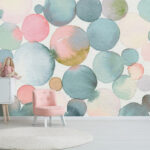 Papier peint Les cercles d'aquarelle pastel se fondent parfaitement