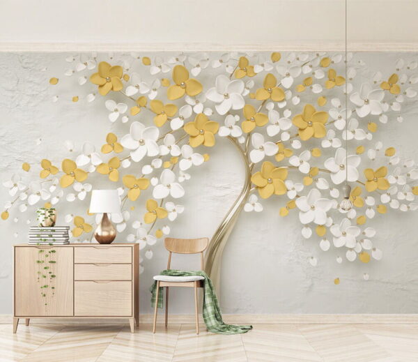 Arbre en fleurs avec des fleurs délicates Papier peint Arbre en fleurs avec des fleurs délicates