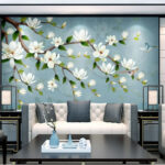 Papier peint Fleurs blanches sur une branche