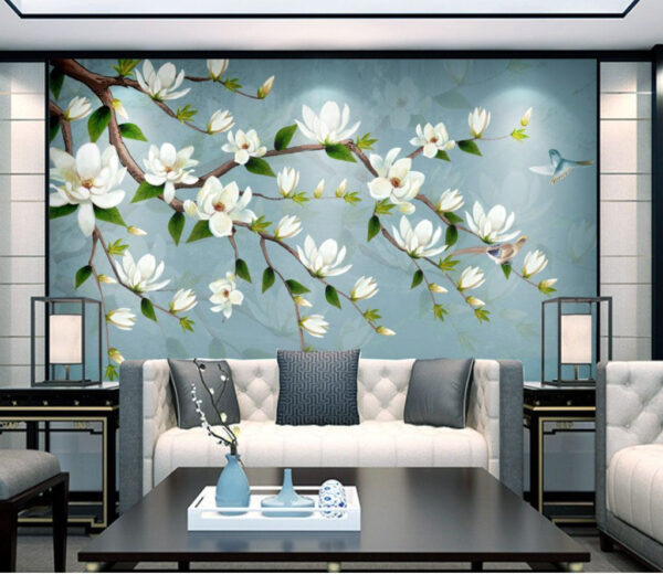 Fleurs blanches sur une branche Papier peint Fleurs blanches sur une branche