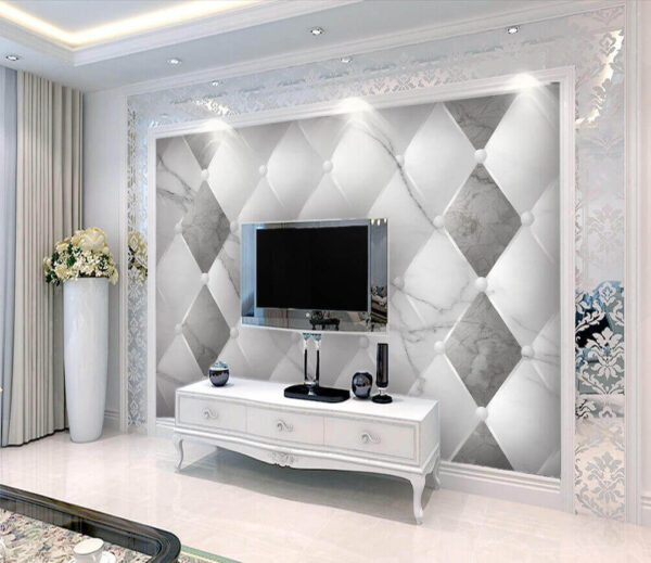 Motif en losange blanc et gris Papier peint Motif en losange blanc et gris