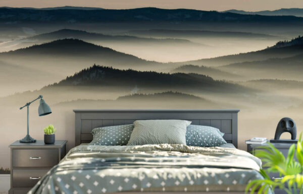 Paysage de montagnes avec brouillard Papier peint Paysage de montagnes avec brouillard