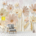 Papier peint Fleurs délicates sur fond pastel.