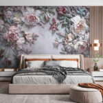 Papier peint Fleurs délicates sur fond texturé