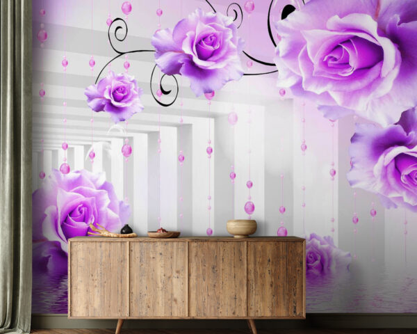 Roses violettes au plafond Papier peint Roses violettes au plafond