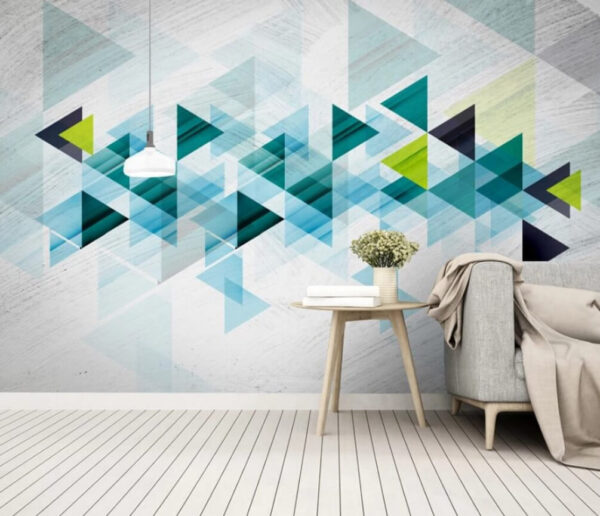 Triangles bleus sur une surface blanche Papier peint Triangles bleus sur une surface blanche