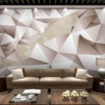 Papier peint Motif polygonal blanc et gris