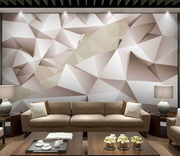 Motif polygonal blanc et gris Papier peint Motif polygonal blanc et gris