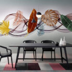 Papier peint Groupe de feuilles et de vagues