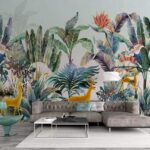 Papier peint Groupe de plantes et d'animaux