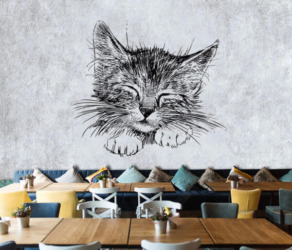 Dessin de chaton endormi sur papier Papier peint Dessin de chaton endormi sur papier