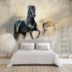 Papier peint Cheval noir à longue crinière