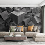 Papier peint Tas de cubes gris