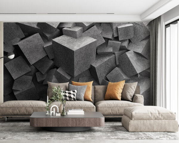 Papier peint Tas de cubes gris