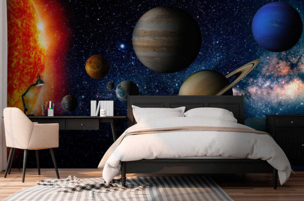 Planète dans l'espace avec des étoiles Papier peint Planète dans l'espace avec des étoiles