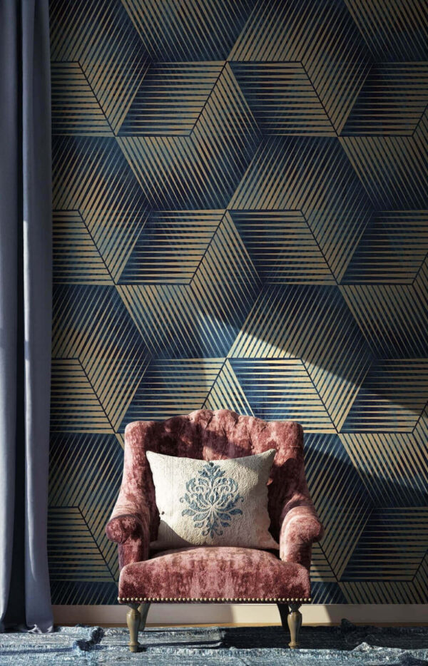 Motif de cubes bleus et havanes Papier peint Motif de cubes bleus et havanes