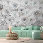 Papier peint Groupe de fleurs blanches