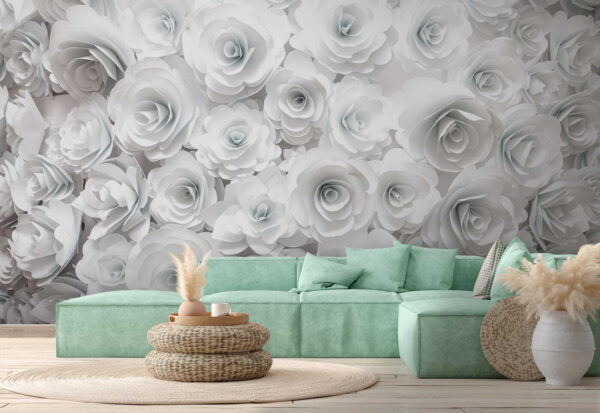 Groupe de fleurs blanches Papier peint Groupe de fleurs blanches