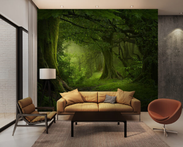 Arbres majestueux dans une forêt luxuriante Papier peint Arbres majestueux dans une forêt luxuriante