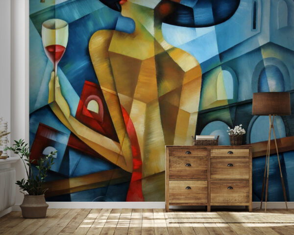 Femme tenant un verre de vin Papier peint Femme tenant un verre de vin