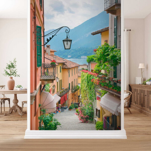 Charmante scène de rue d'un village italien Papier peint Charmante scène de rue d'un village italien