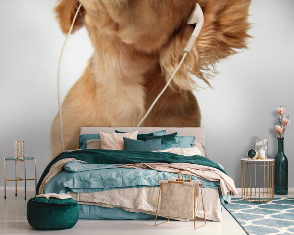Chien avec écouteurs Papier peint Chien avec écouteurs
