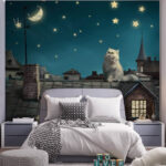 Papier peint Le chat contemple le ciel nocturne