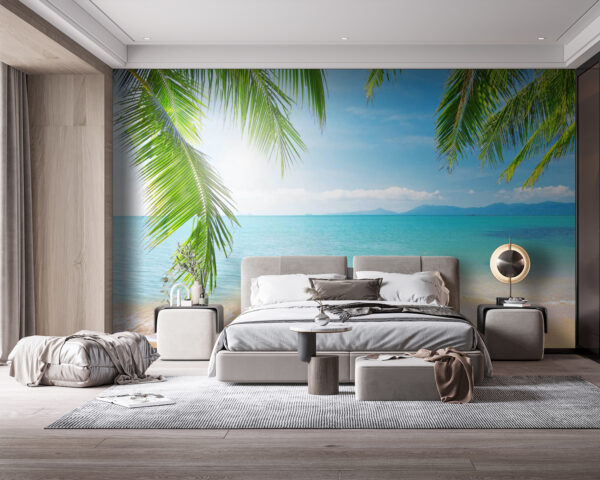 Paradis tropical sous un ciel ensoleillé Papier peint Paradis tropical sous un ciel ensoleillé