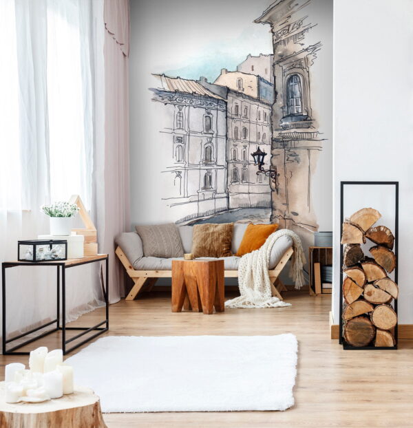 Dessin d'un bâtiment Papier peint Dessin d'un bâtiment
