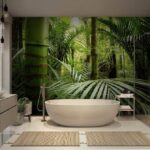 Papier peint Jungle verdoyante avec des palmiers