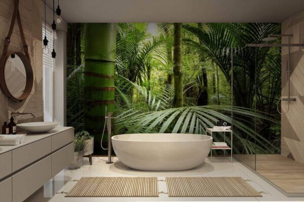 Jungle verdoyante avec des palmiers Papier peint Jungle verdoyante avec des palmiers