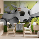 Papier peint Ballon de football traversant la surface