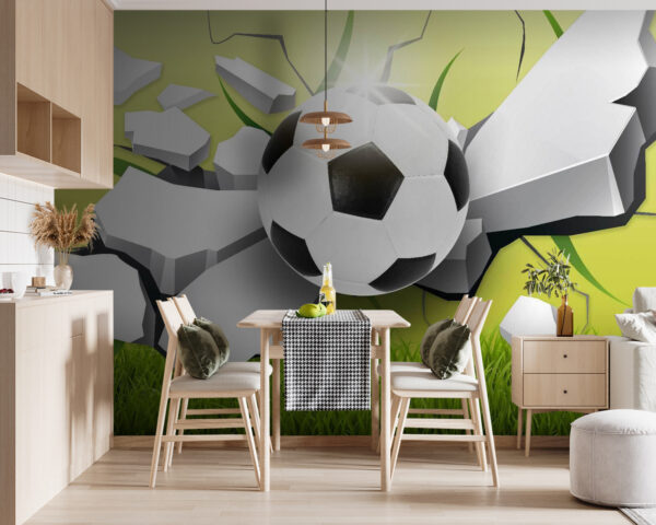 Ballon de football traversant la surface Papier peint Ballon de football traversant la surface
