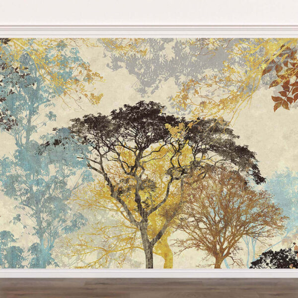 Groupe d'arbres de couleurs différentes Papier peint Groupe d'arbres de couleurs différentes