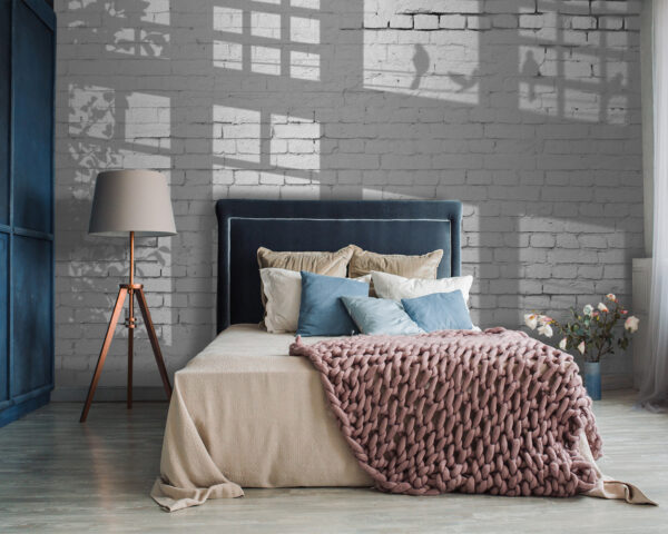 Mur avec fenêtres et ombre d'oiseaux Papier peint Mur avec fenêtres et ombre d'oiseaux