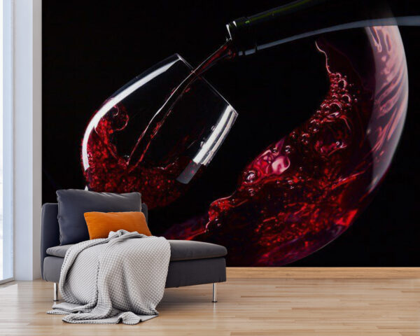 Versement d'un verre de vin rouge Papier peint Versement d'un verre de vin rouge
