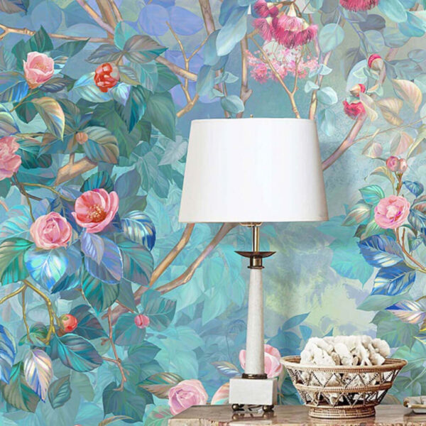 Peinture d'un arbre avec des fleurs Papier peint Peinture d'un arbre avec des fleurs