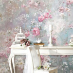 Papier peint Peinture de fleurs sur un mur