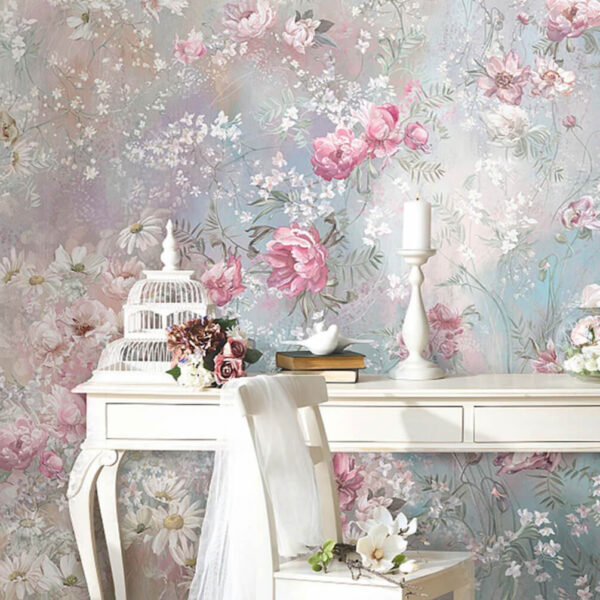 Peinture de fleurs sur un mur Papier peint Peinture de fleurs sur un mur