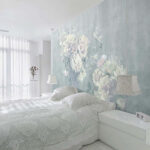 Papier peint Peinture de fleurs et de papillons