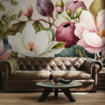 Papier peint Jardin fleuri aux couleurs éclatantes.