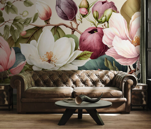 Jardin fleuri aux couleurs éclatantes Papier peint Jardin fleuri aux couleurs éclatantes