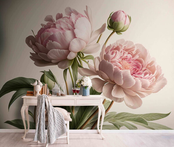 Fleurs de pivoine dans des teintes roses douces Papier peint Fleurs de pivoine dans des teintes roses douces