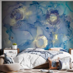Papier peint Peinture bleue et blanche