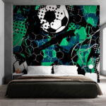 Papier peint Motif abstrait de football avec des hexagones