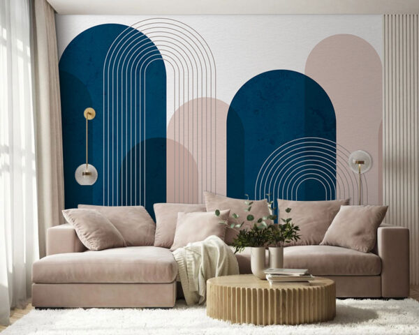 Bocal bleu avec lignes blanches Papier peint Bocal bleu avec lignes blanches