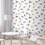 Papier peint Motif de chats aquarellés