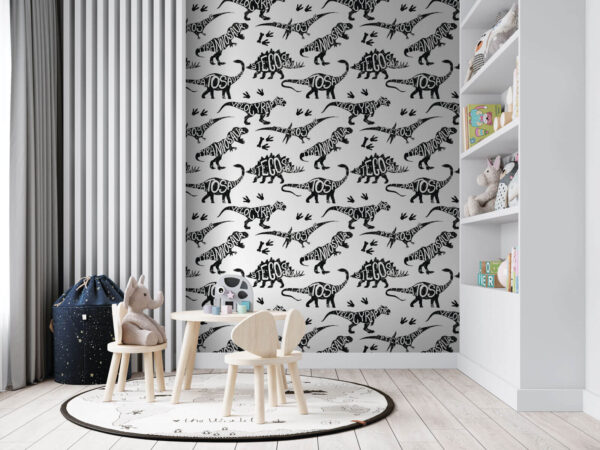 Modèle de dinosaures avec des mots Papier peint Modèle de dinosaures avec des mots
