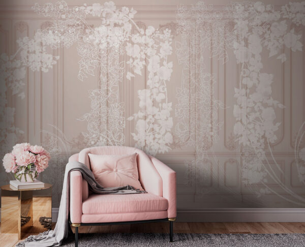 Papier peint Motif floral orné sur un mur élégant (UGS : u73533) Papier peint Papier peint Motif floral orné sur un mur élégant (UGS : u73533)